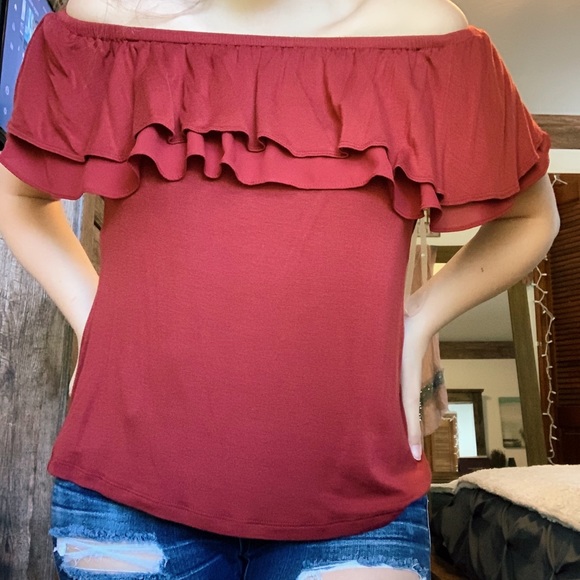 Cato Tops - Catos // Red Ruffle Top